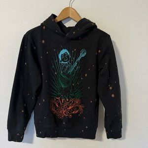 Disney Park Coco Play My Song Multicolor Graphic Bleach Splatter Black Hoodie-13